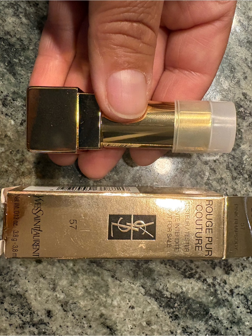 Yves Saint Laurent Gold Lipstick Case with Clear Cap